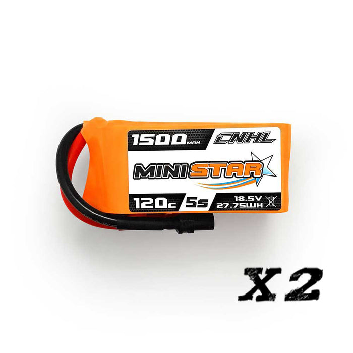 2 Packs CNHL MiniStar 1500mAh 18.5V 5S 120C Lipo Battery with XT60 Plug-UK Warehouse