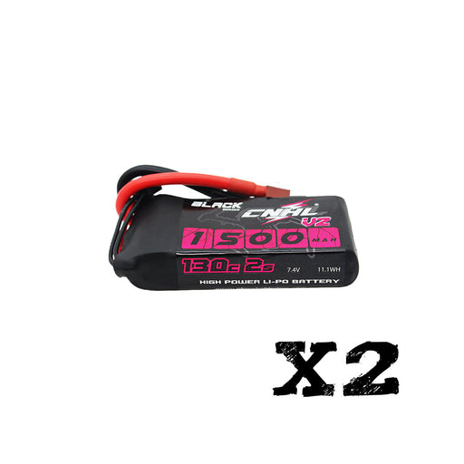 2 Packs CNHL Black Series 1500mAh 7.4V 2S 130C Lipo Battery with T/Dean Plug