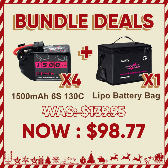 6S 1500mAh 130C XT60付きリポバッテリーバッグ4パック