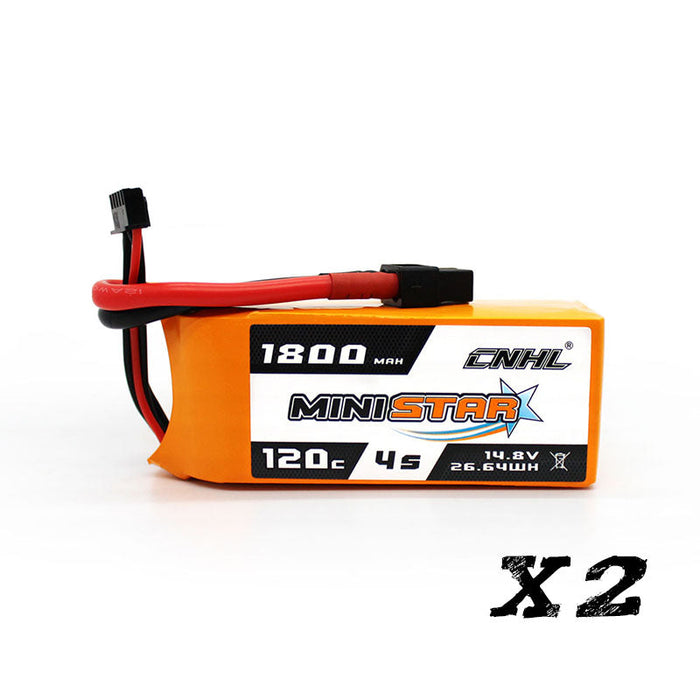 2 Packs CNHL MiniStar 1800mAh 14.8V 4S Lipo Battery 120C(max 240C) with XT60 Plug