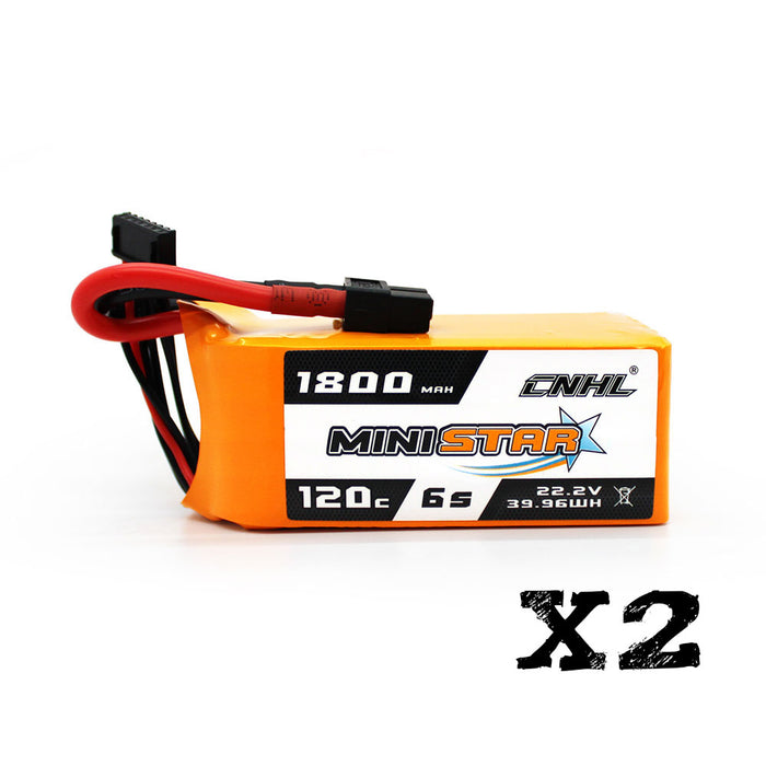 2 packs CNHL Ministar 1800mAh 22.2V 6S 120C (MAX 200C) Lipo Batter