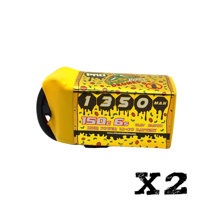 2 Packs CNHL Speedy Pizza Series Pro 1350mAh 22.2V 6S 150C Lipo Battery with XT60 Plug