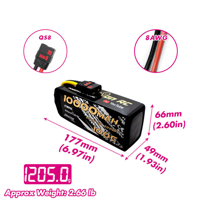 cnhl 6s 22.2v lipo battery 10000mah