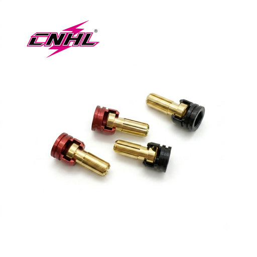 CNHL 2 pairs 5mm heatsink bullet plug grips with bullet connectors for 2S hardcase LiPo battery ESC wiring.