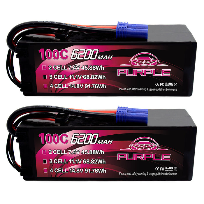 CNHL 6200mAh 3S Lipo Battery 100C 11.8V lipo Battery Hard Case with EC5 Plug for RC Car Truck Boat Tank Buggy Truggy(2 Packs)