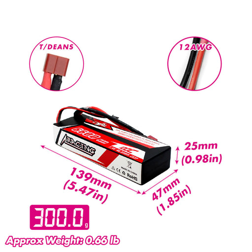 CNHL Racing Series 6600mAh 7.4V 2S 120C Hard Case LiPo with T/Dean Plug