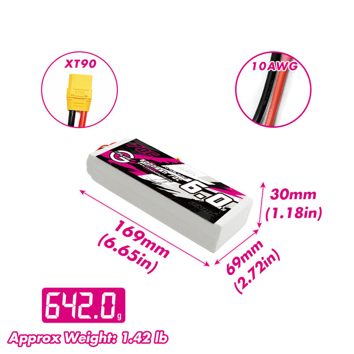 Batería Lipo CNHL G+Plus 6000mAh 14.8V 4S 70C con enchufe XT90 