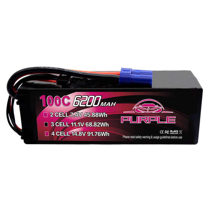 CNHL 6200mAh 3S Lipo Battery 100C 11.8V lipo Battery Hard Case with EC5 Plug for RC Car Truck Boat Tank Buggy Truggy(2 Packs)