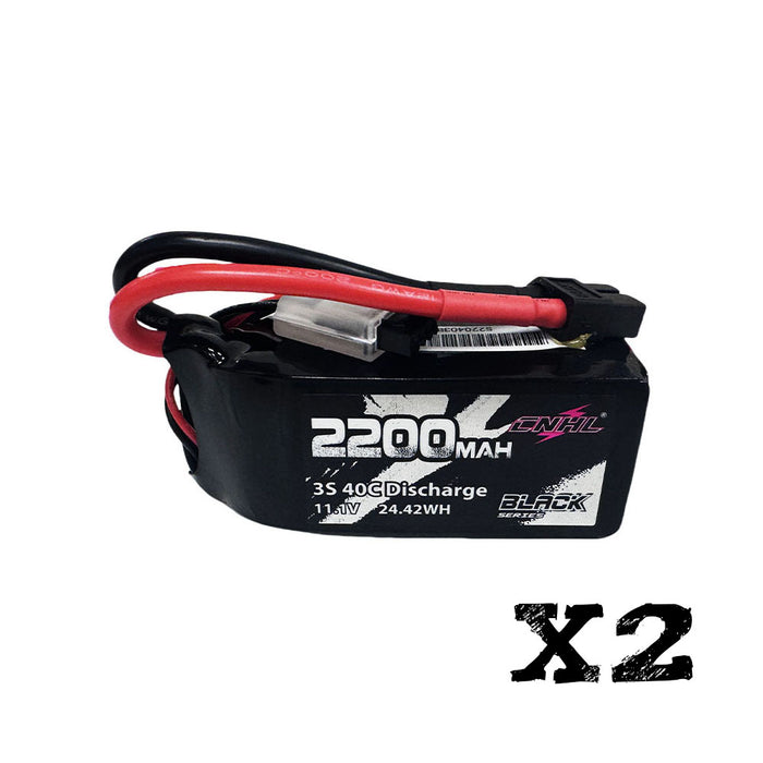 2 Packs CNHL Black Series 2200mAh 11.1V 3S Shorty Lipo Battery 40C with XT60 Plug