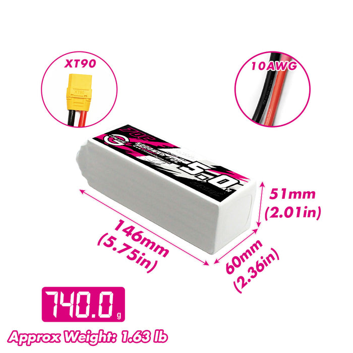 CNHL G+Plus 5000MAH 22.2V 6S 70C Batteria Lipo con spina XT90