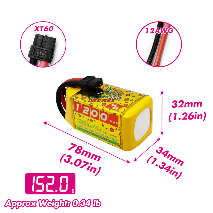 CNHL Speedy Pizza V2.0 1200mAh 22.2V 4S 120C Lipo Battery with XT60 Plug