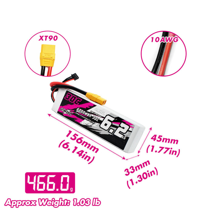 CNHL 6200mAh 11.1V 3S 30C Lipo Battery with XT90 Plug