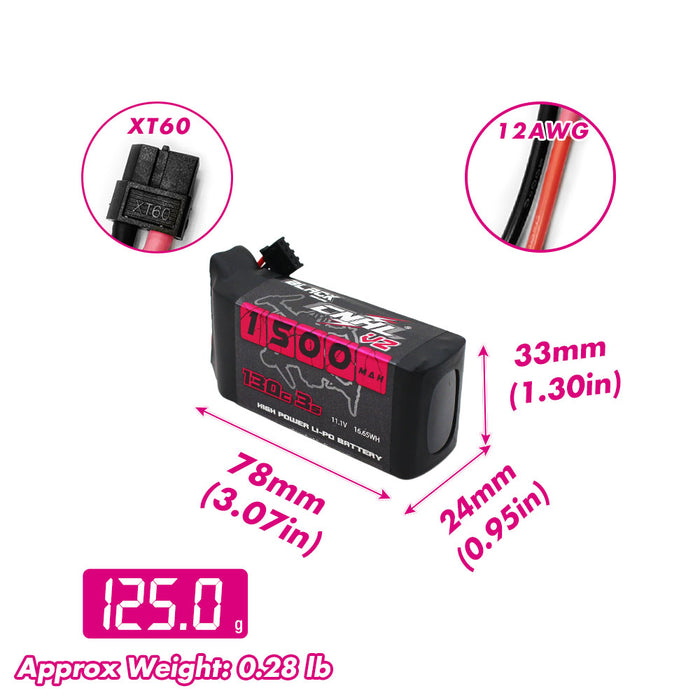[Combo] 2 Packs CNHL Black Series 1500mAh 11.1V 3S 100C Lipo Battery with XT60 Plug