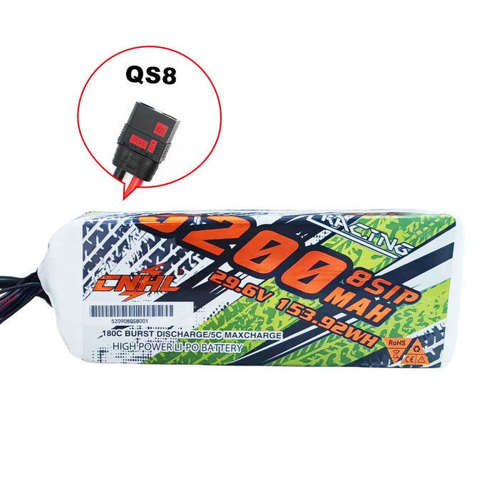 CNHL Racing Series 5200mAh 29.6V 8S 90C Lipo Battery with QS8 Plug