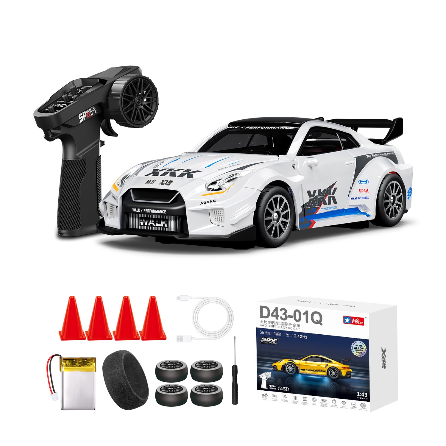 D43 Mini Drift 1:43 Con Giroscopio – Auto Radiocomandata 4WD Con Luci LED, Telaio In Alluminio, Due Set Ruote, Per Ragazzi Dai 14 Anni