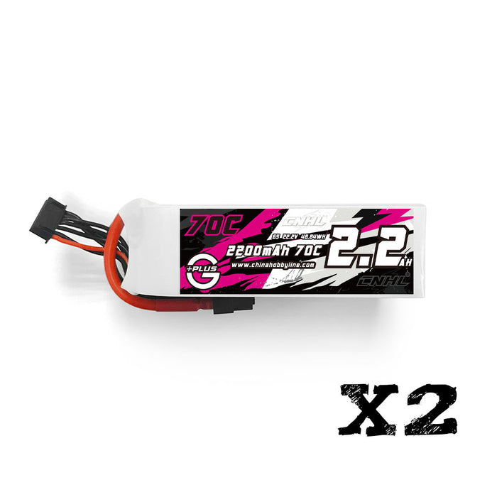 2 Packs CNHL G+Plus 2200mAh 22.2V 6S 70C Lipo Battery with XT60 Plug - UK Warehouse