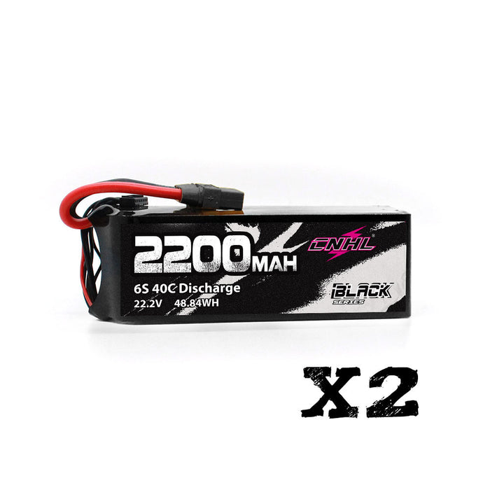 2 חבילות CNHL סדרה שחורה 2200mAh 6S 22.2V 40C סוללת ליפו עם תקע XT60
