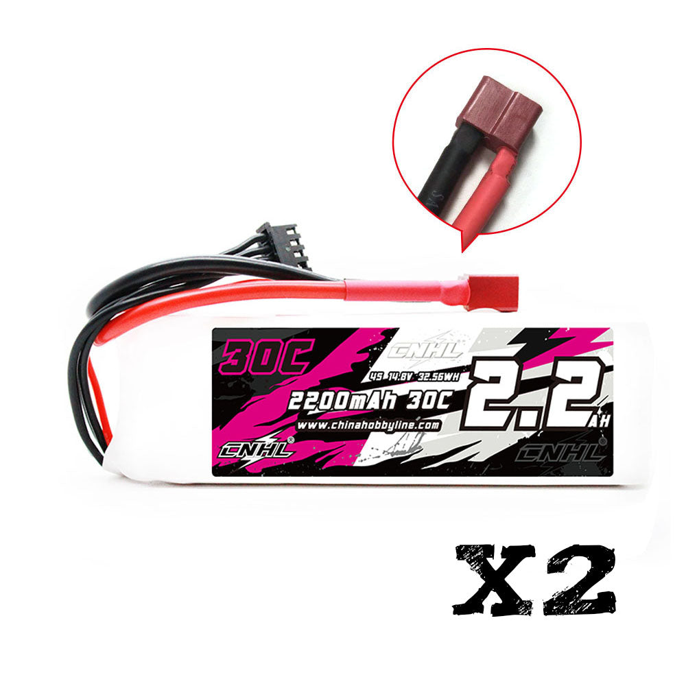 [Combo] 2 Packs 2200mAh 14.8V 4S Lipo Battery T Dean Plug