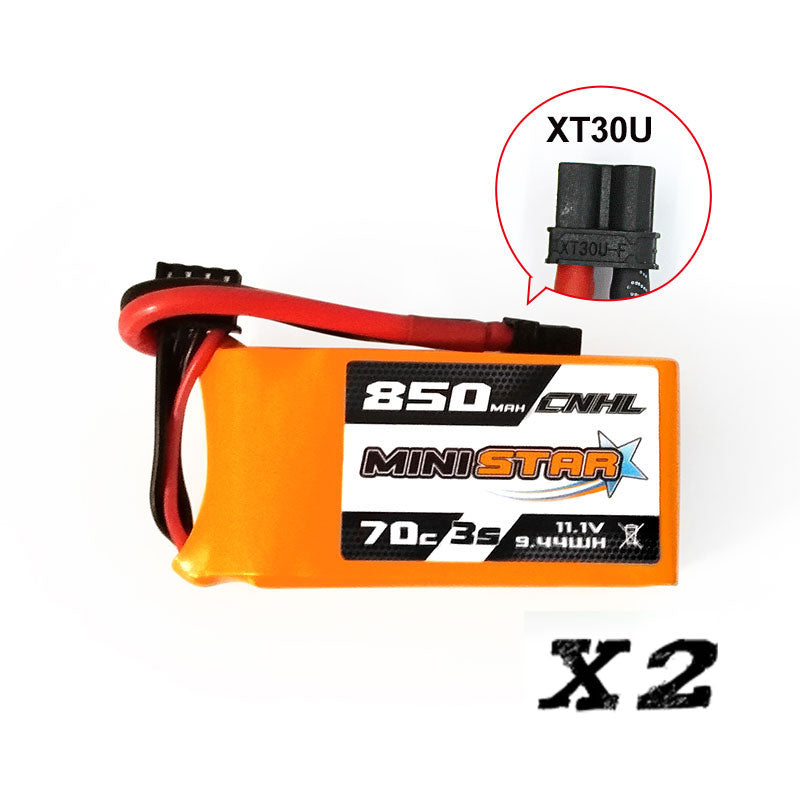 2 Packs CNHL 850mAh 11.1V 3S Lipo Battery XT30U CineWhoop