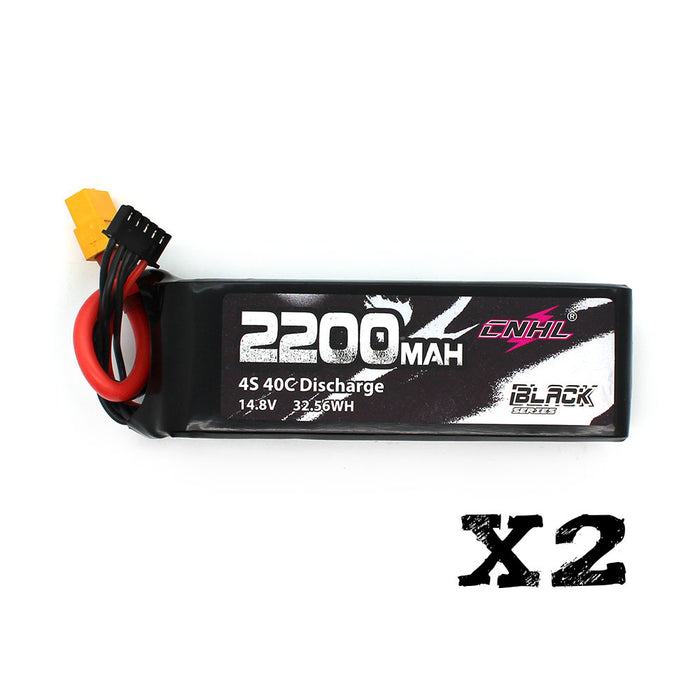 2 Packs CNHL Black Series 2200mAh 4S 14.8V 40C Lipo Battery with XT60 Plug