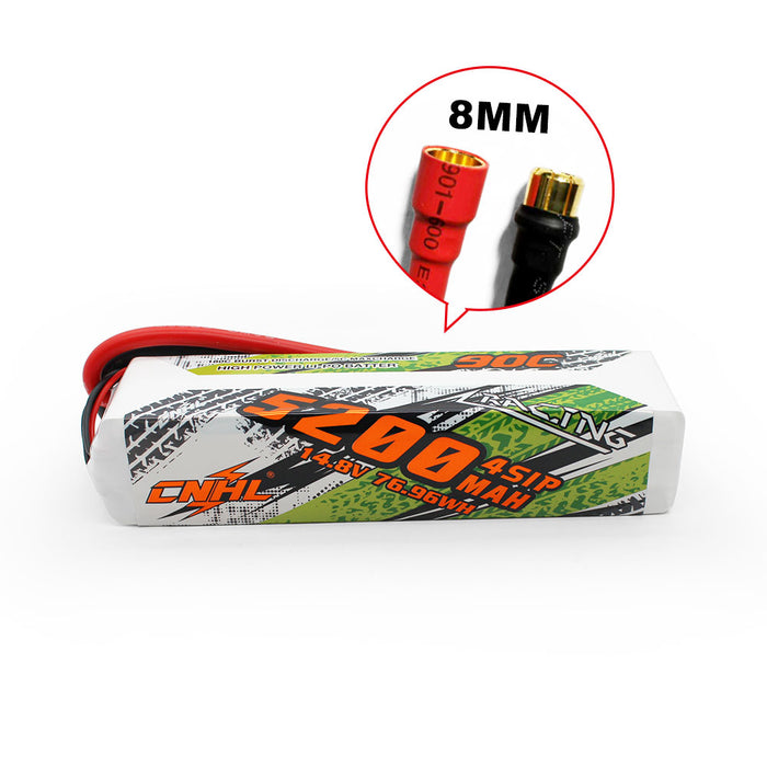CNHL Racing Series 5200mAh 14.8V 4S 90C Lipo Battery with 8.0mm Bullet Plug