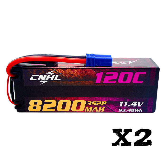 2 pacchetti Serie di corse CNHL LiHV 8200MAH 11.4V 3S 120C HV Hard Case Lipo Batteria con magazzino Plug-UK EC5