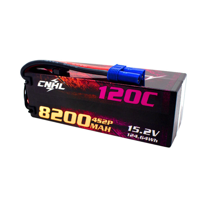 2 Packs CNHL Racing Series LIHV 8200mAh 15.2V 4S 120C HV Hard Case Lipo Battery with EC5 Plug For RC Racing-UK Warehouse