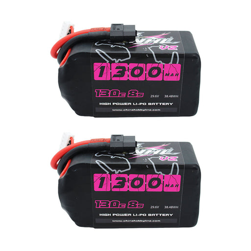 2 Packs CNHL Black Series V2.0 1300mAh 29.6V 8S 130C Lipo Battery with XT60 Plug