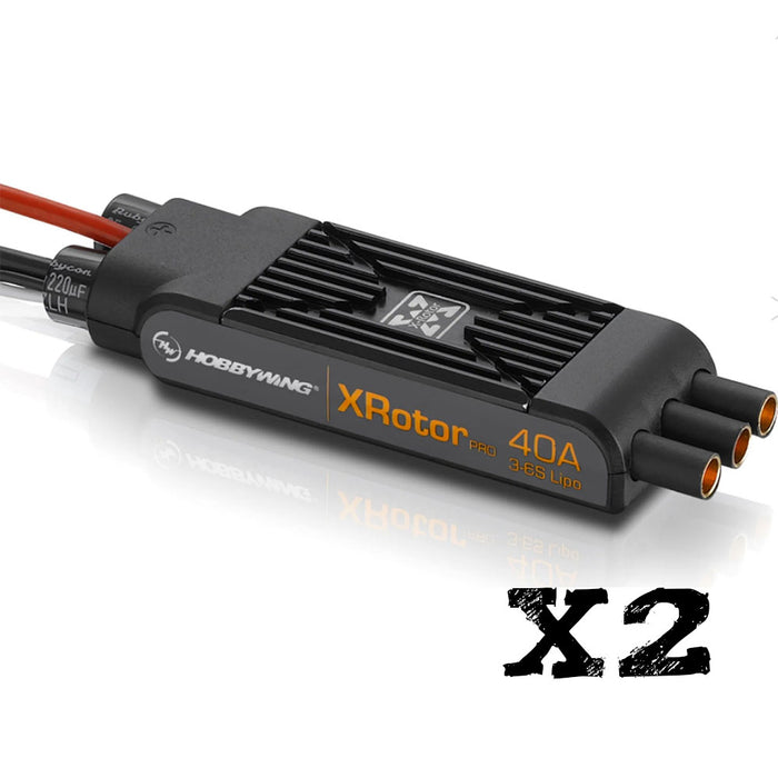 حزمة مزدوجة من متحكمي السرعة الإلكترونيين Hobbywing XRotor PRO بقدرة 40A – متحكم سرعة إلكتروني عديم الفُرش للمروحيات متعددة الدوارات، بجهد 3–6S، للطائرات المسيّرة
