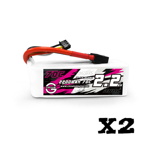 2 Packs CNHL G+Plus 2200mAh 11.1V 3S 70C Lipo Battery with XT60 Plug