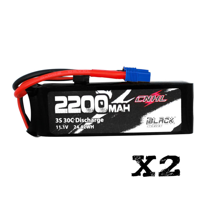 2 packs CNHL Black Series 2200mAH 3S 11.1V 30C Lipo Batterie avec plug