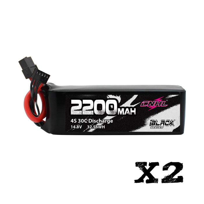 2 Packs CNHL Black Series 2200mAh 14.8V 4S 30C Lipo Battery with XT60 - CA /UK Warehouse