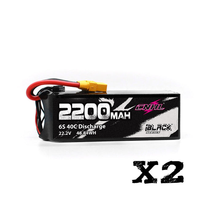 2 pacchetti CNHL Black Series 2200MAH 6S 22.2V 40C Batteria Lipo con spina XT60
