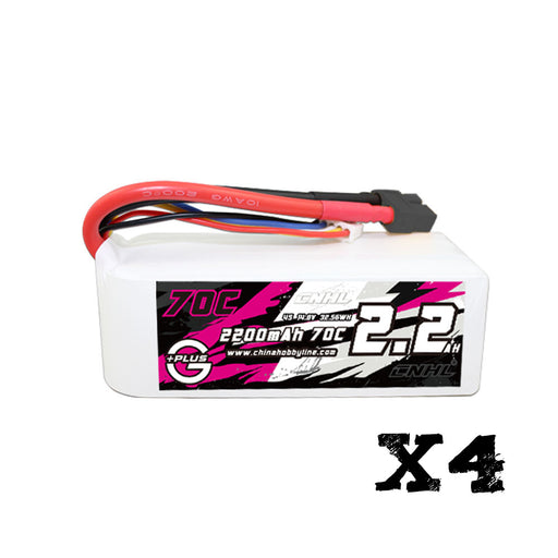 4 Packs CNHL G+Plus 2200mAh 14.8V 4S 70C Lipo Battery with XT60 Plug-UK warehouse