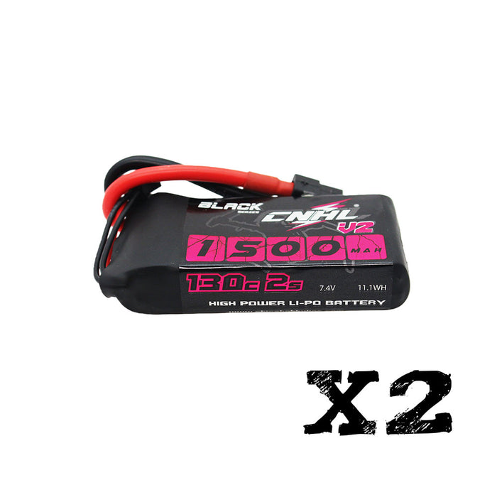 2 Packs CNHL Black Series 1500mAh 7.4V 2S 130C Lipo Battery with XT60 Plug