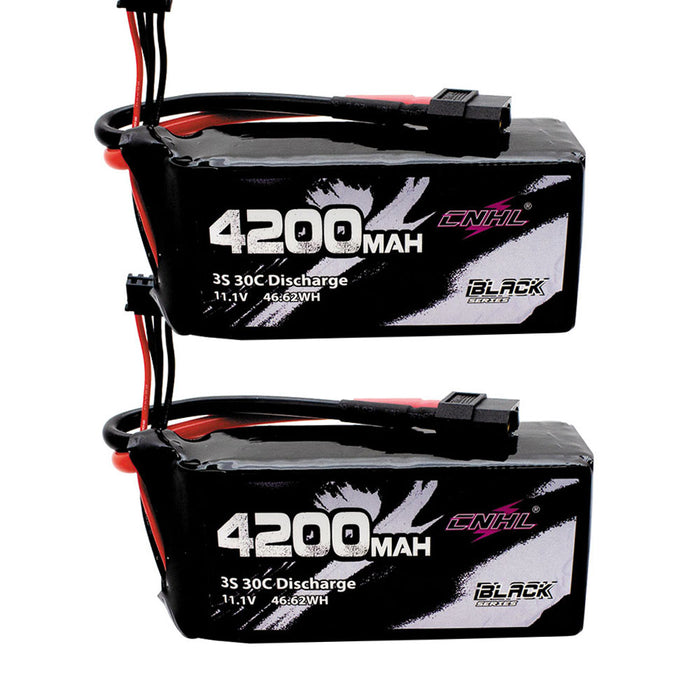 2 Packs CNHL 4200mAh 3S Shorty Lipo Battery 30C 11.1V with XT60 Plug