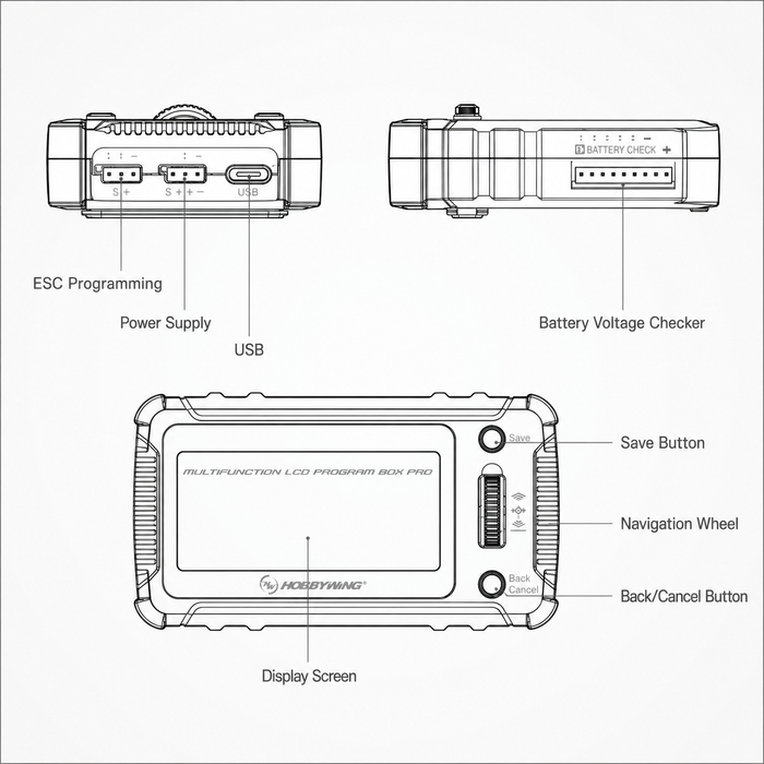 Hobbywing Multifunction LCD Program Box Pro G3 with OTA Bluetooth and 2-8S Battery Voltage Checker