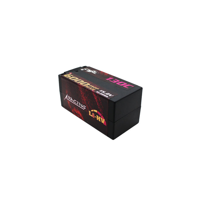 CNHL Racing Series 6000mAh 15.2V 4S 130C LiHV Shorty Hardcase LiPo Battery with 1 Pair of 5mm Heatsink Bullet Plug Grips