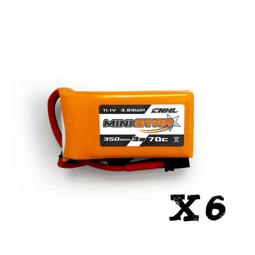 6 Packs CNHL MiniStar 350mAh 11.1V 3S 70C Lipo Battery with XT30U