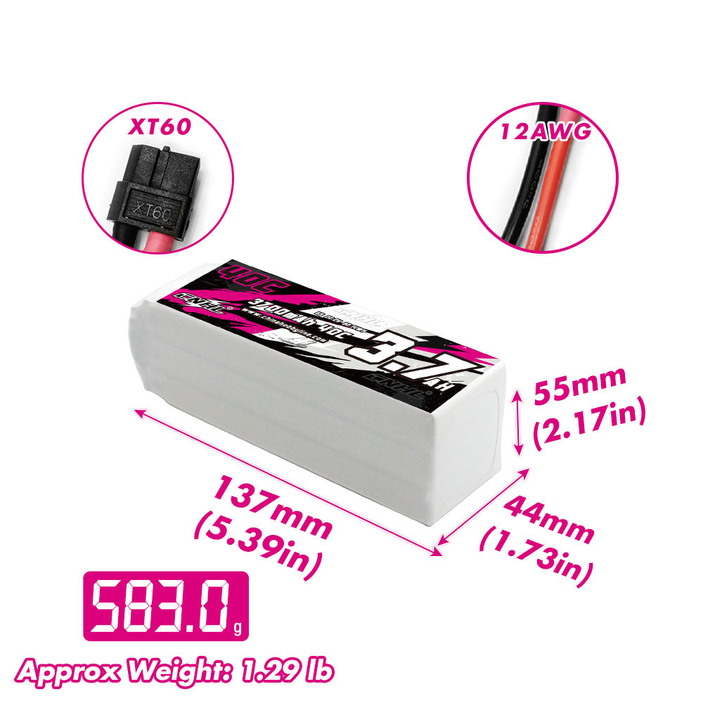 3700mAh 6S 40C Lipo Battery | XT60 Plug | RC Hobby — ChinaHobbyLine