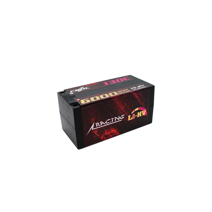 CNHL Racing Series 6000mAh 15.2V 4S 130C LiHV Shorty Hardcase LiPo Battery with 1 Pair of 5mm Heatsink Bullet Plug Grips