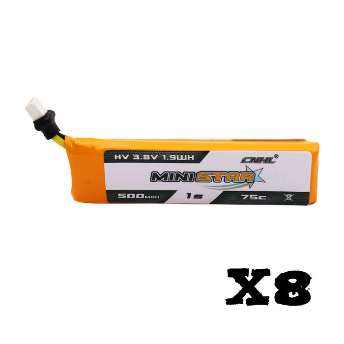 8 Packs CNHL MiniStar HV 500mAh 3.8V 1S 75C Lipo Battery with BT2.0 Plug-UK Warehouse