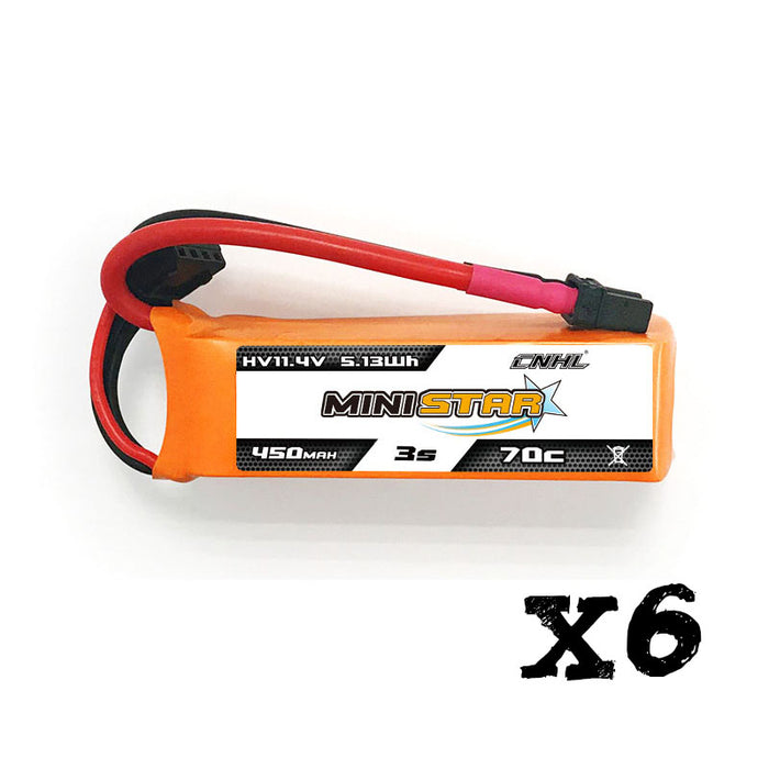 6 packs CNHL LIHV MINISTAR 450MAH 11.4V 3S 70C Lipo Battery avec XT30U - UK / CA Warehouse
