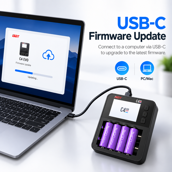 Chargeur de batterie intelligent ISDT C4 EVO à 6 canaux pour AA AAA 18650 21700 et 26700