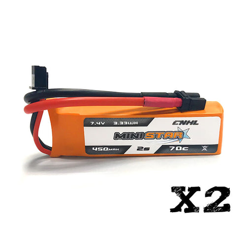 2 Packs CNHL MiniStar 450mAh 7.4V 2S 70C Lipo Battery with XT30U