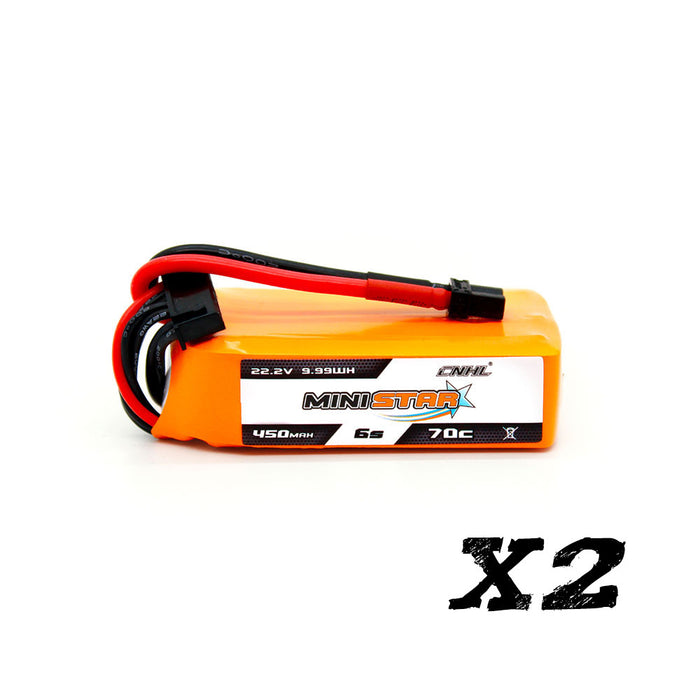 2 Packs CNHL MiniStar 450mAh 22.2V 6S 70C Lipo Battery with XT30U 