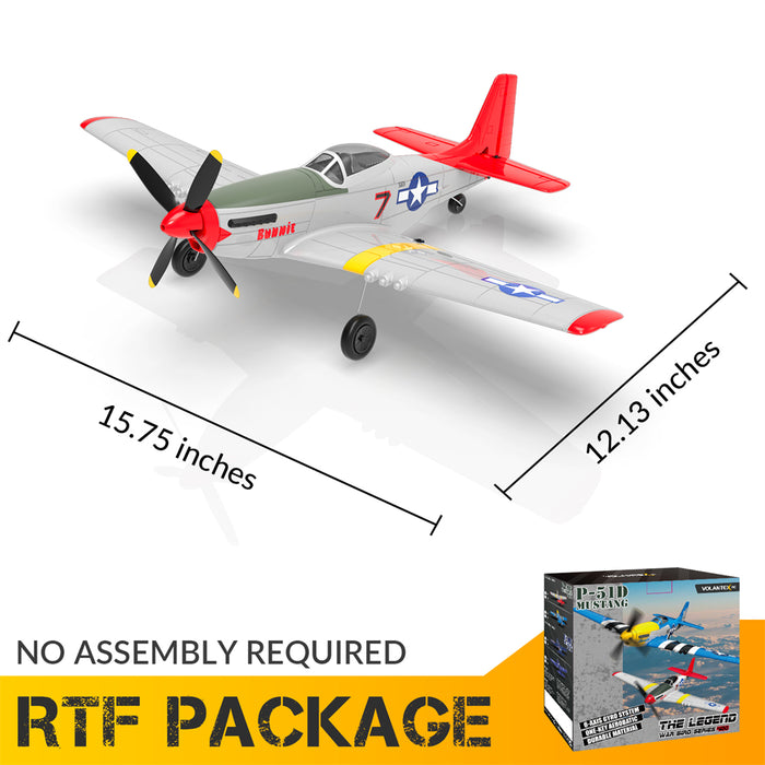 volantex rc plane p51d v2 size chart with 15.75 inch wingspan and 12.13 inch length