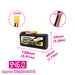 CNHL Long Range Series 12700mAh 21.6V 6S 21700 Li-ion Battery with XT90 Plug size and weight