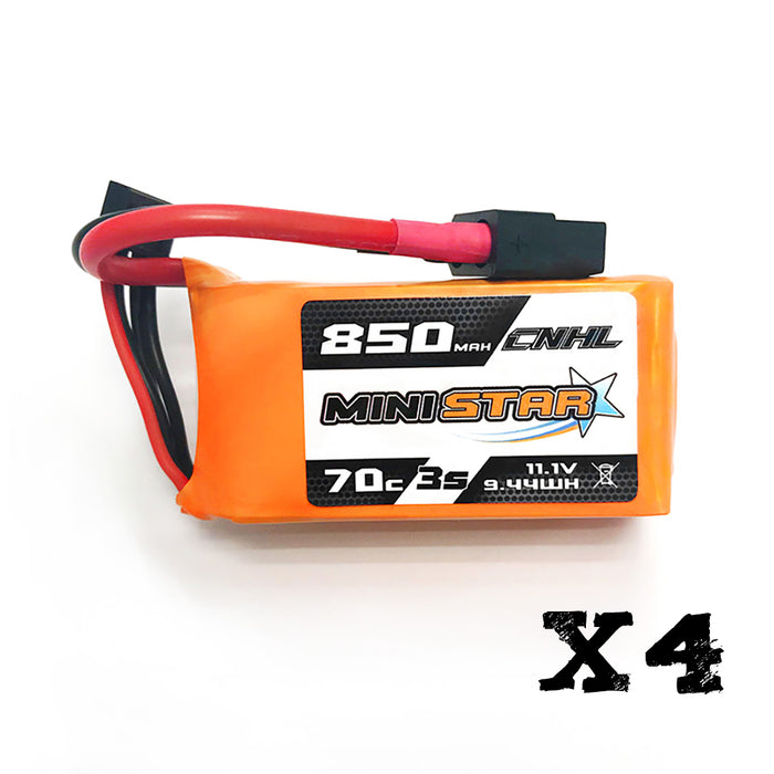 4 Packs CNHL MiniStar 850mAh 11.1V 3S 70C Lipo Battery with XT60 Plug