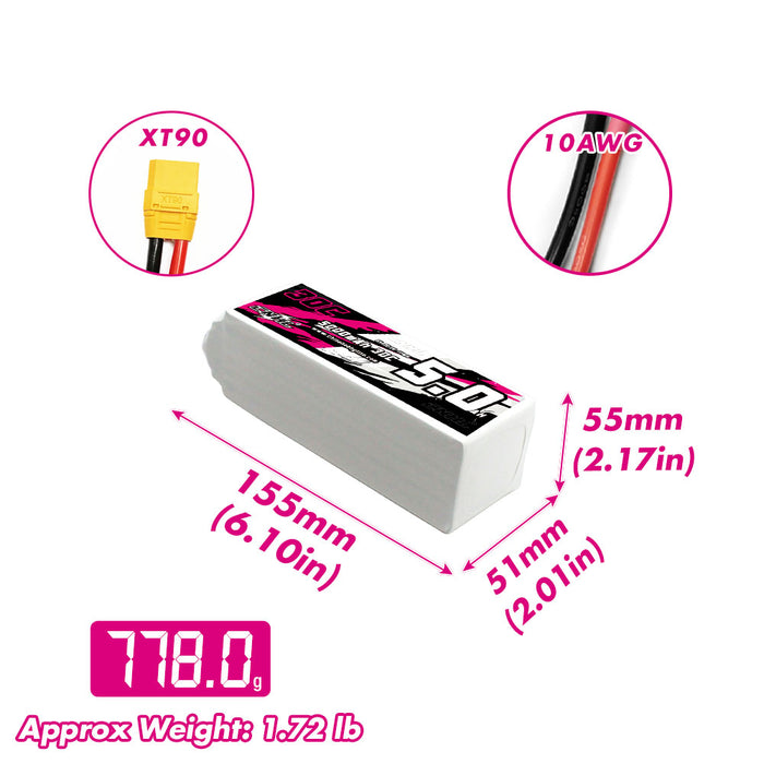 Batería Lipo CNHL 5000mAh 22.2V 6S 30C con enchufe XT90 